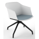 Cashew One Piece Moulded Chair with Black Pyramid Base and Upholstered Seat
