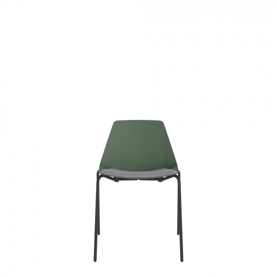 Polypropylene Shell Chair With Upholstered Seat Pad and 4-Leg Black Steel Frame