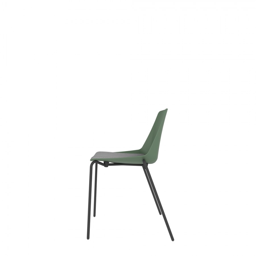 Polypropylene Shell Chair With Upholstered Seat Pad and 4-Leg Black Steel Frame