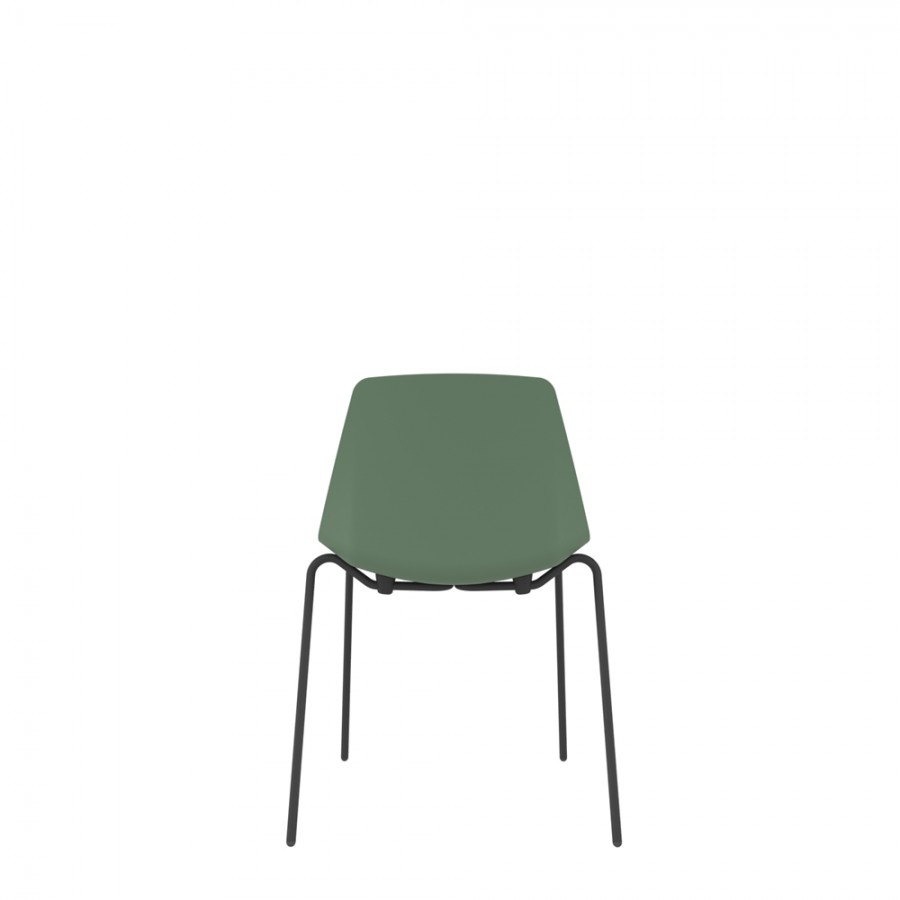 Polypropylene Shell Chair With Upholstered Seat Pad and 4-Leg Black Steel Frame