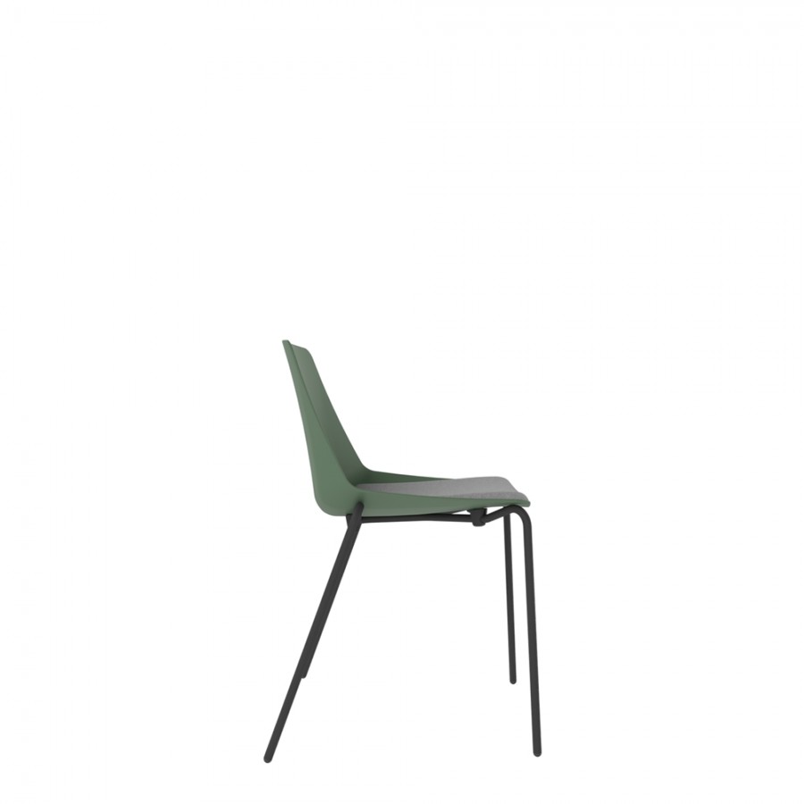 Polypropylene Shell Chair With Upholstered Seat Pad and 4-Leg Black Steel Frame