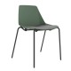 Polypropylene Shell Chair With Upholstered Seat Pad and 4-Leg Black Steel Frame