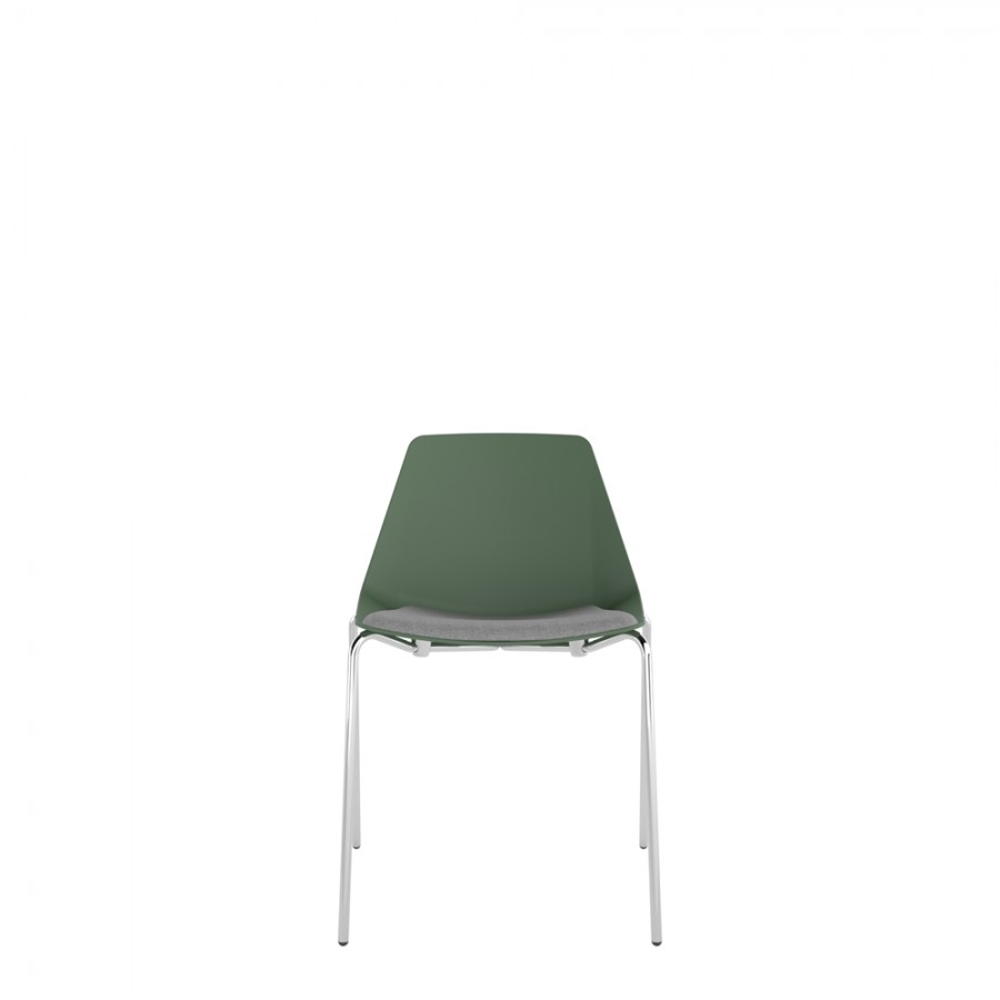 Polypropylene Shell Chair With Upholstered Seat Pad and 4-Leg Chrome Steel Frame