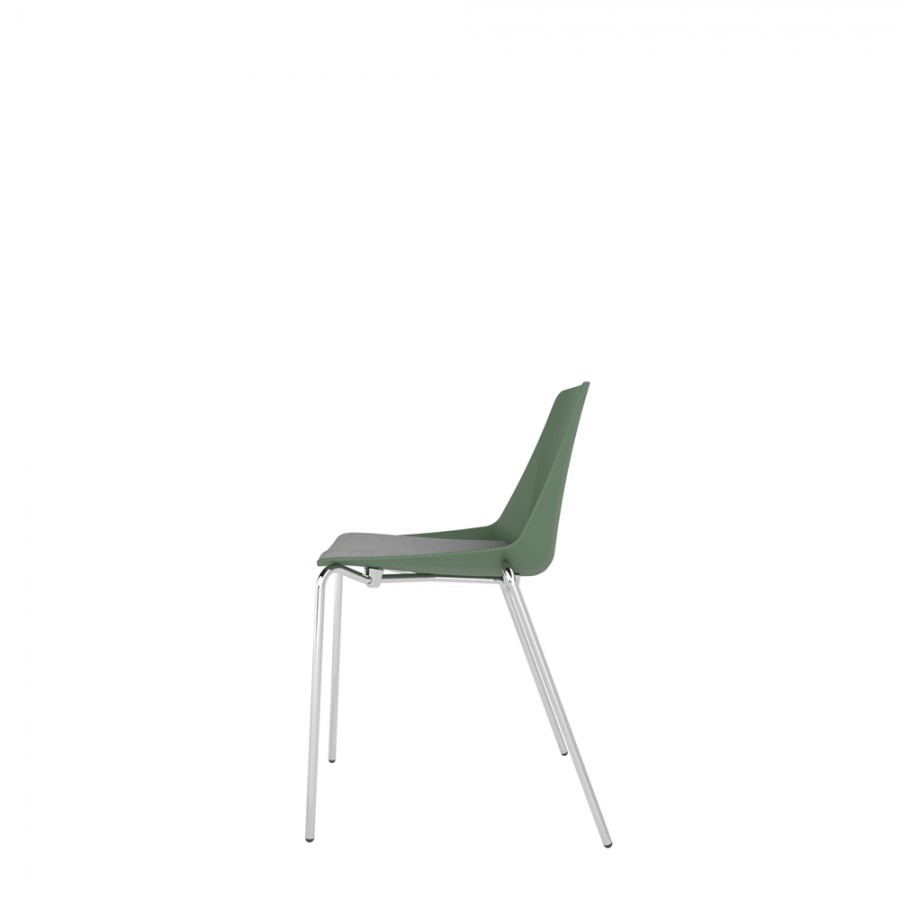 Polypropylene Shell Chair With Upholstered Seat Pad and 4-Leg Chrome Steel Frame