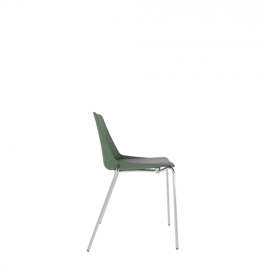 Polypropylene Shell Chair With Upholstered Seat Pad and 4-Leg Chrome Steel Frame