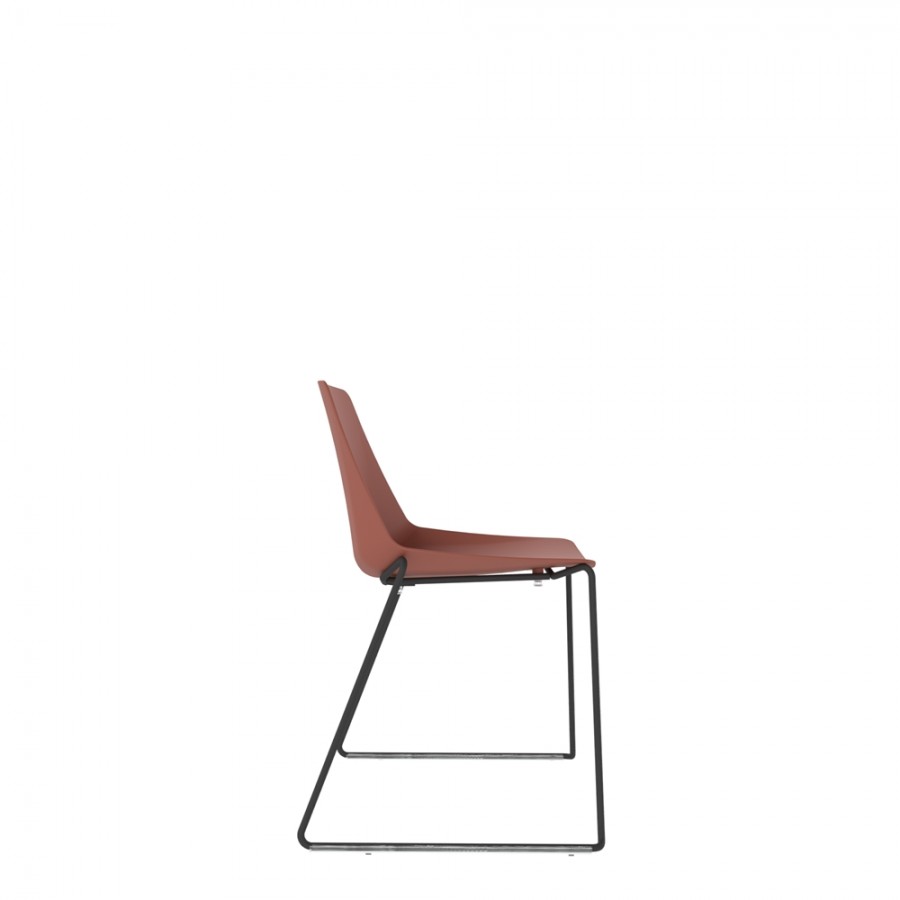 Polypropylene Shell Chair Black Steel Skid Frame