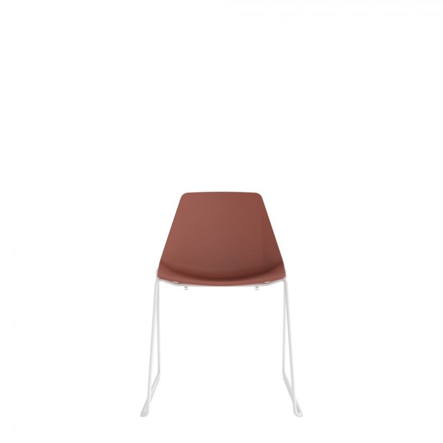 Polypropylene Shell Chair White Steel Skid Frame