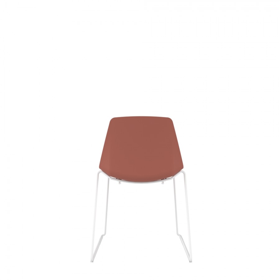 Polypropylene Shell Chair White Steel Skid Frame