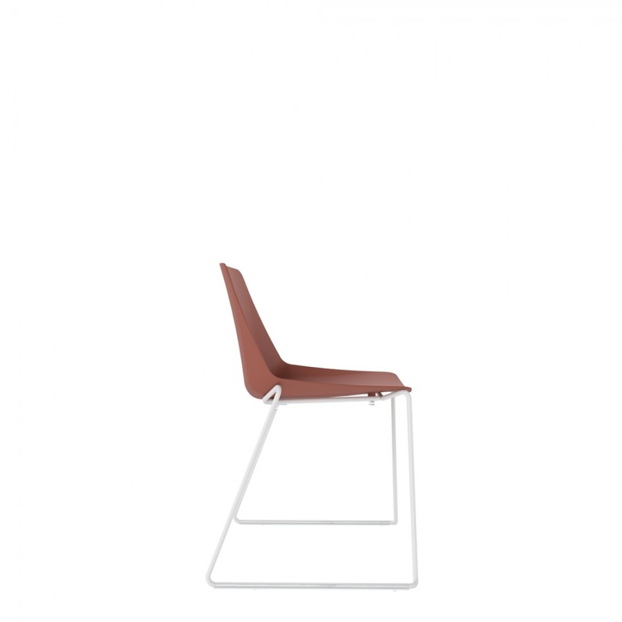 Polypropylene Shell Chair White Steel Skid Frame