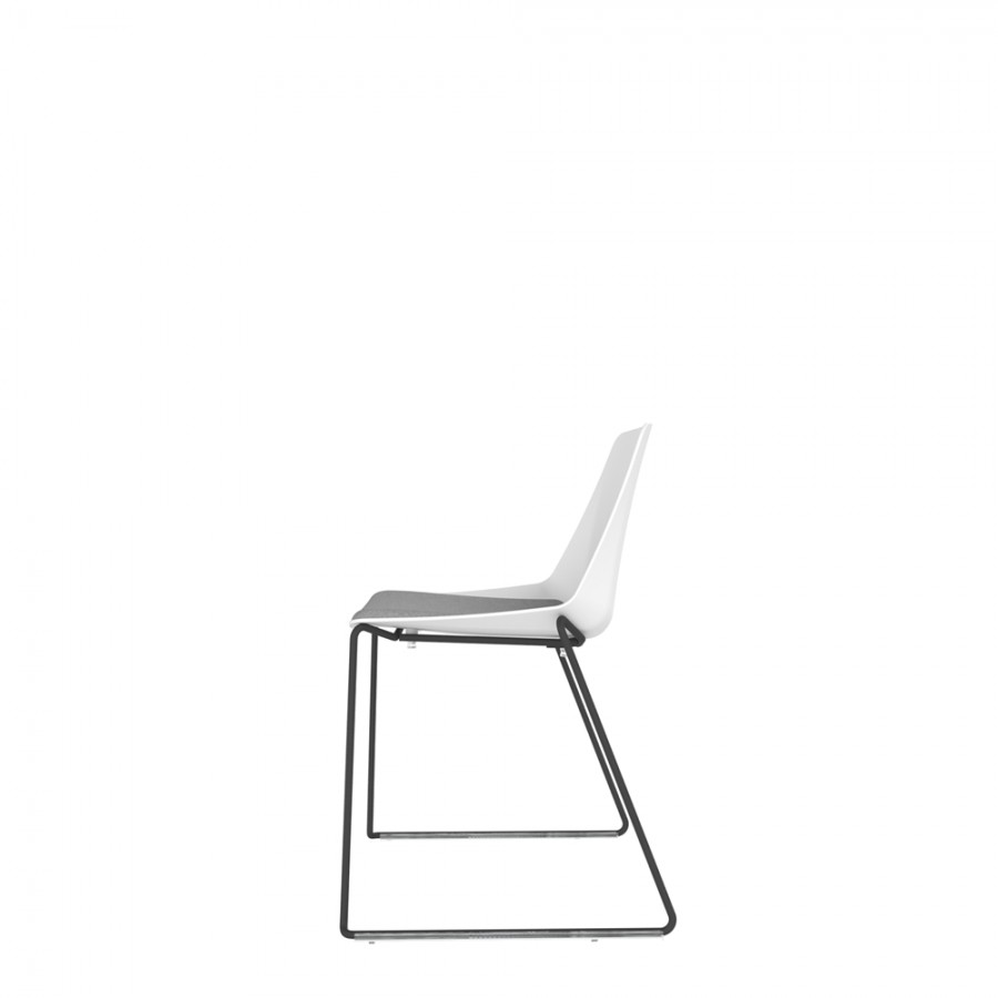 Polypropylene Shell Chair With Upholstered Seat Pad and Black Steel Skid Frame