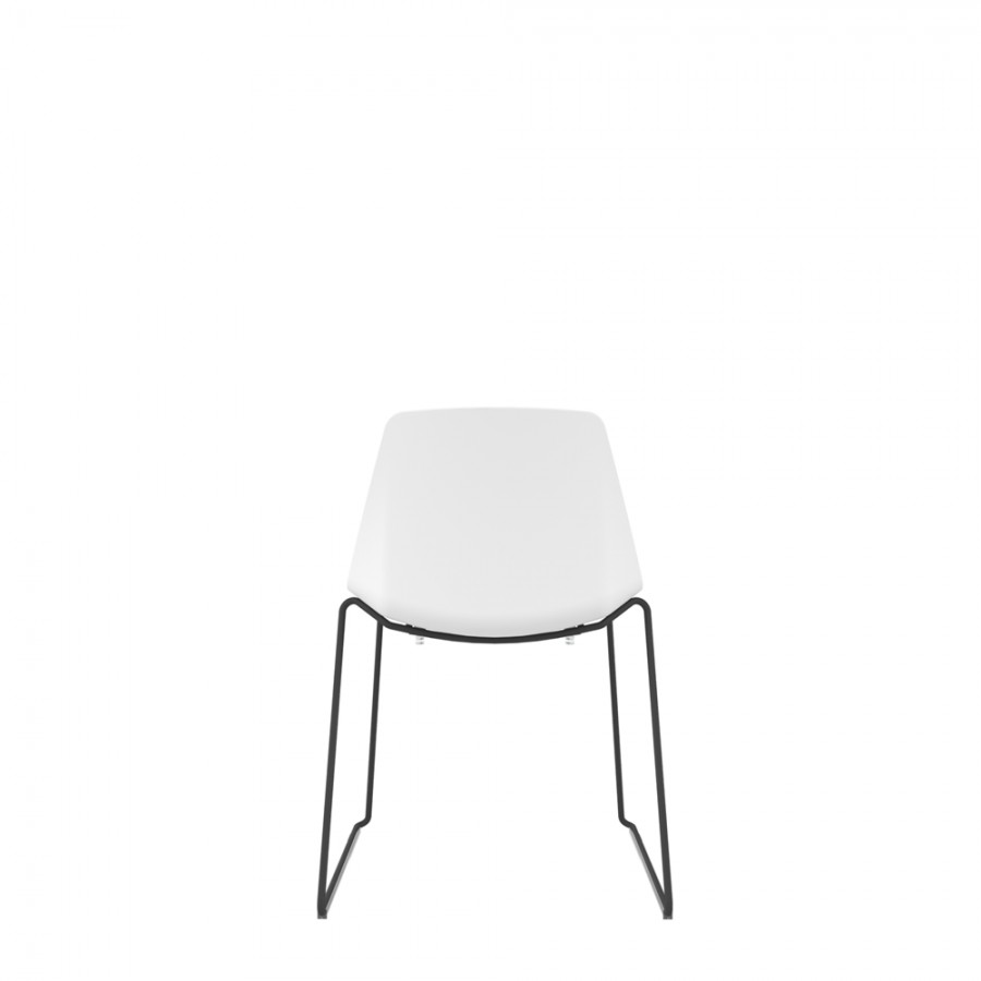 Polypropylene Shell Chair With Upholstered Seat Pad and Black Steel Skid Frame