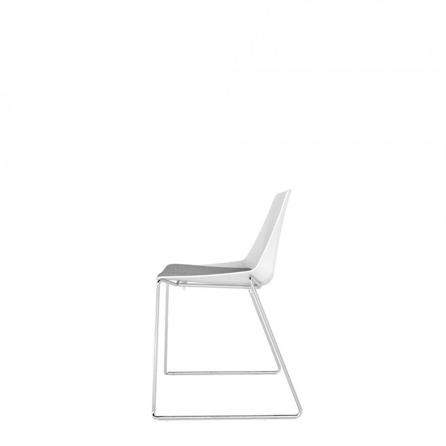 Polypropylene Shell Chair With Upholstered Seat Pad and Chrome Steel Skid Frame