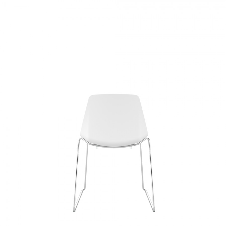 Polypropylene Shell Chair With Upholstered Seat Pad and Chrome Steel Skid Frame