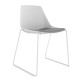 Polypropylene Shell Chair With Upholstered Seat Pad and White Steel Skid Frame