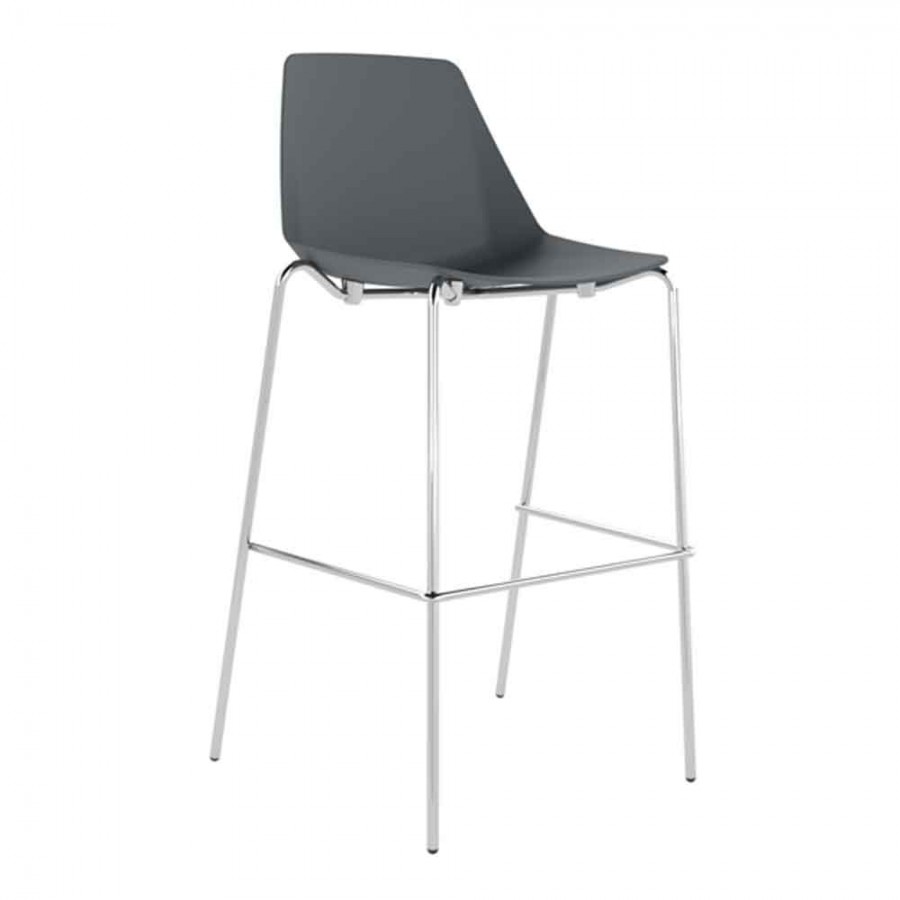 Polypropylene Shell High Stool 4-Leg Chrome Steel Frame