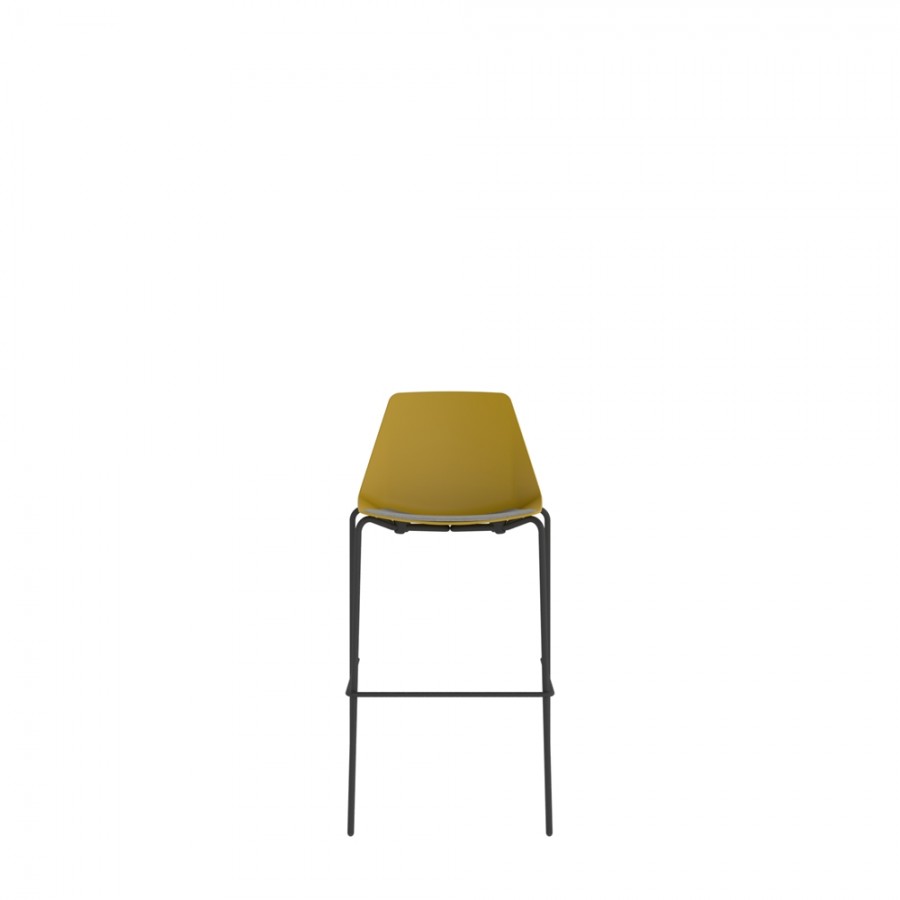 Polypropylene Shell High Stool With Upholstered Seat Pad and 4-Leg Black Steel Frame