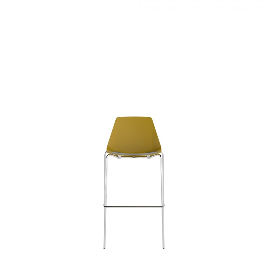 Polypropylene Shell High Stool With Upholstered Seat Pad and 4-Leg Chrome Steel Frame