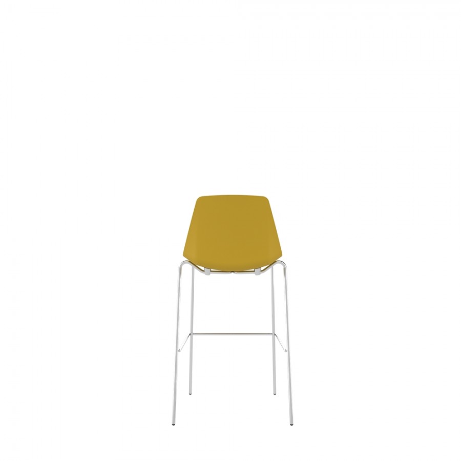 Polypropylene Shell High Stool With Upholstered Seat Pad and 4-Leg Chrome Steel Frame