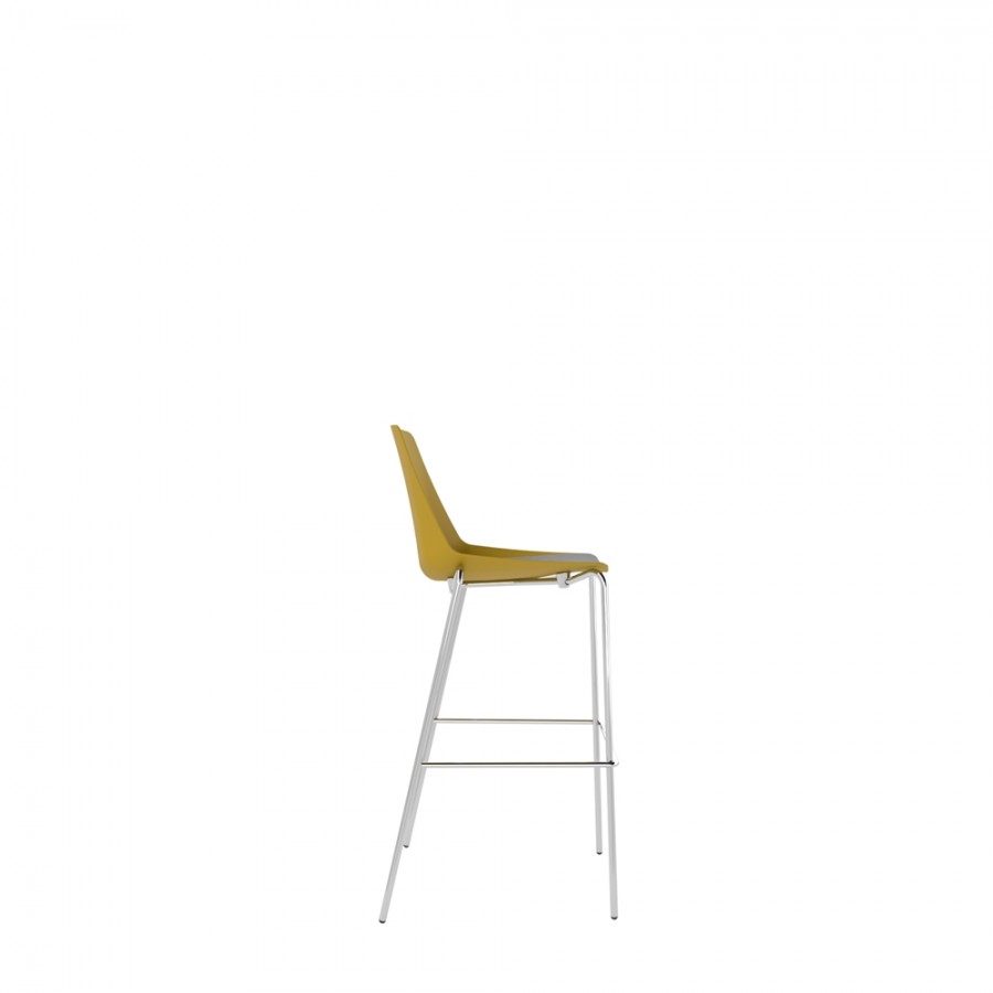 Polypropylene Shell High Stool With Upholstered Seat Pad and 4-Leg Chrome Steel Frame