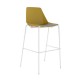 Polypropylene Shell High Stool With Upholstered Seat Pad and 4-Leg White Steel Frame