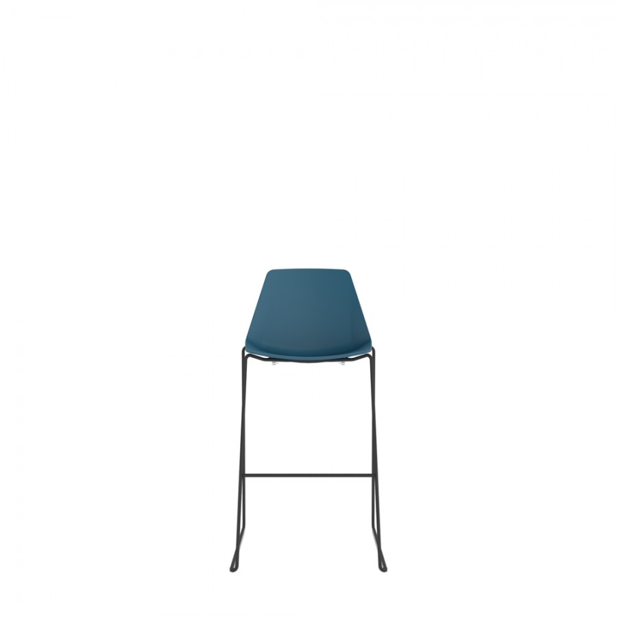 Polypropylene Shell High Stool Black Skid Steel Frame