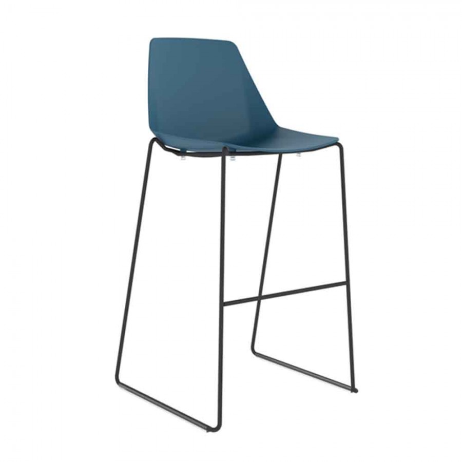 Polypropylene Shell High Stool Black Skid Steel Frame