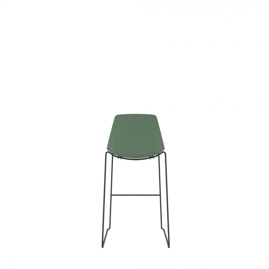 Polypropylene Shell High Stool With Upholstered Seat Pad and Black Skid Steel Frame