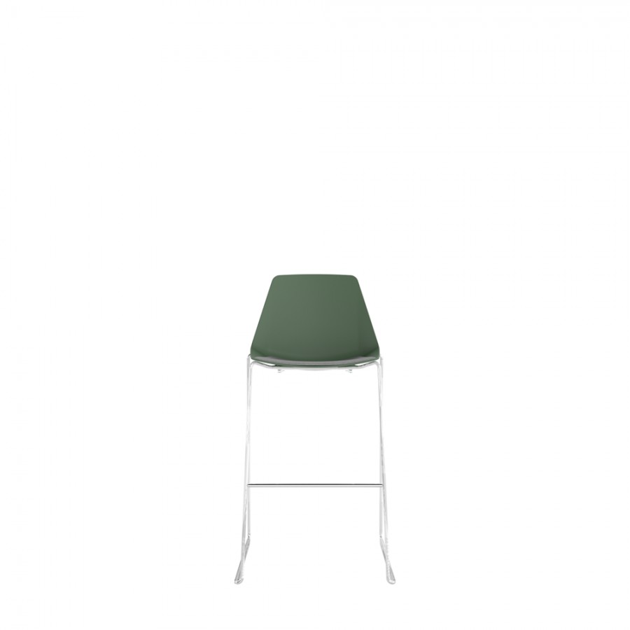 Polypropylene Shell High Stool With Upholstered Seat Pad and Chrome Skid Steel Frame