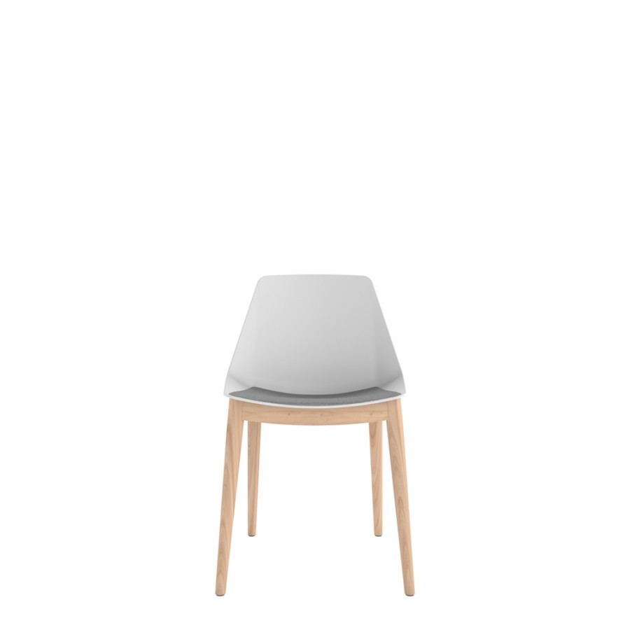 Polypropylene Shell Chair With Upholstered Seat Pad and Beech Wooden 4-Leg Frame