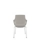 Light Grey Perforated Back Chair With Integrated Arms, Upholstered Seat And Chrome 4 Leg Frame
