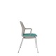 Light Grey Perforated Back Chair With Integrated Arms, Upholstered Seat And Chrome 4 Leg Frame