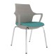 Light Grey Perforated Back Chair With Integrated Arms, Upholstered Seat And Chrome 4 Leg Frame