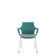 Turquoise Perforated Back Chair With Integrated Arms, Upholstered Seat And Chrome 4 Leg Frame