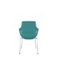 Turquoise Perforated Back Chair With Integrated Arms, Upholstered Seat And Chrome 4 Leg Frame