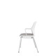 White Perforated Back Chair With Integrated Arms, Upholstered Seat And Chrome 4 Leg Frame