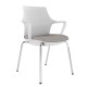 White Perforated Back Chair With Integrated Arms, Upholstered Seat And Chrome 4 Leg Frame