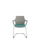 Light Grey Perforated Back Chair With Integrated Arms, Upholstered Seat And Chrome Cantilever Frame