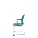 Turquoise Perforated Back Chair With Integrated Arms, Upholstered Seat And Chrome Cantilever Frame