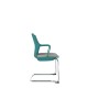 Turquoise Perforated Back Chair With Integrated Arms, Upholstered Seat And Chrome Cantilever Frame