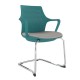 Turquoise Perforated Back Chair With Integrated Arms, Upholstered Seat And Chrome Cantilever Frame