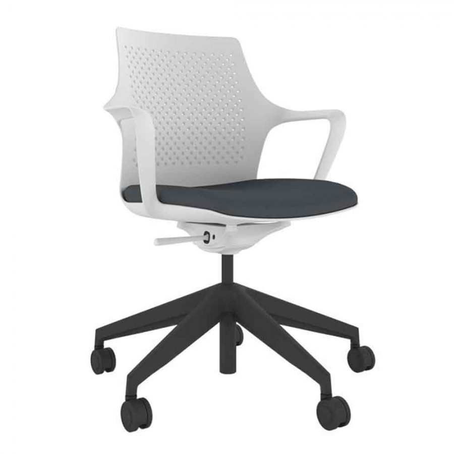 White Perforated Shell With Black Swivel Base
