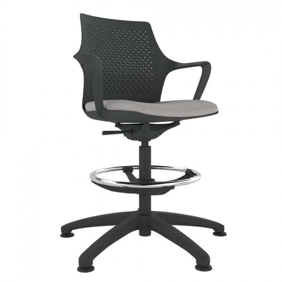 Black Perforated Shell Draughtsman With Black Swivel Base