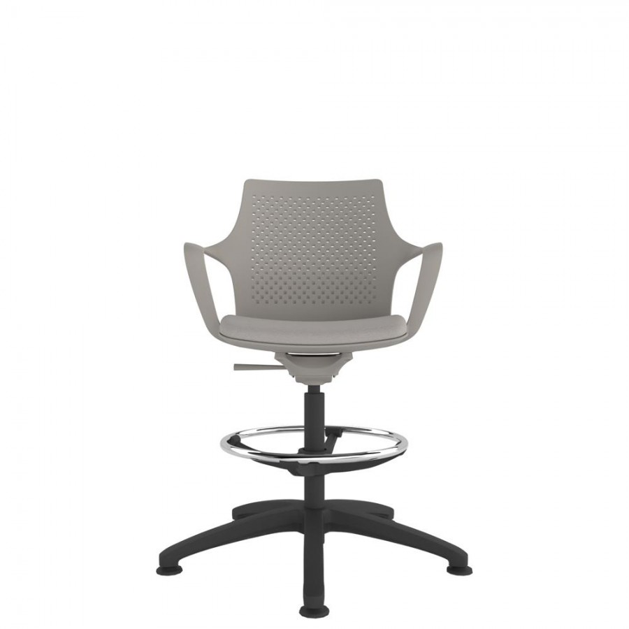 Light Grey Perforated Shell Draughtsman With Black Swivel Base
