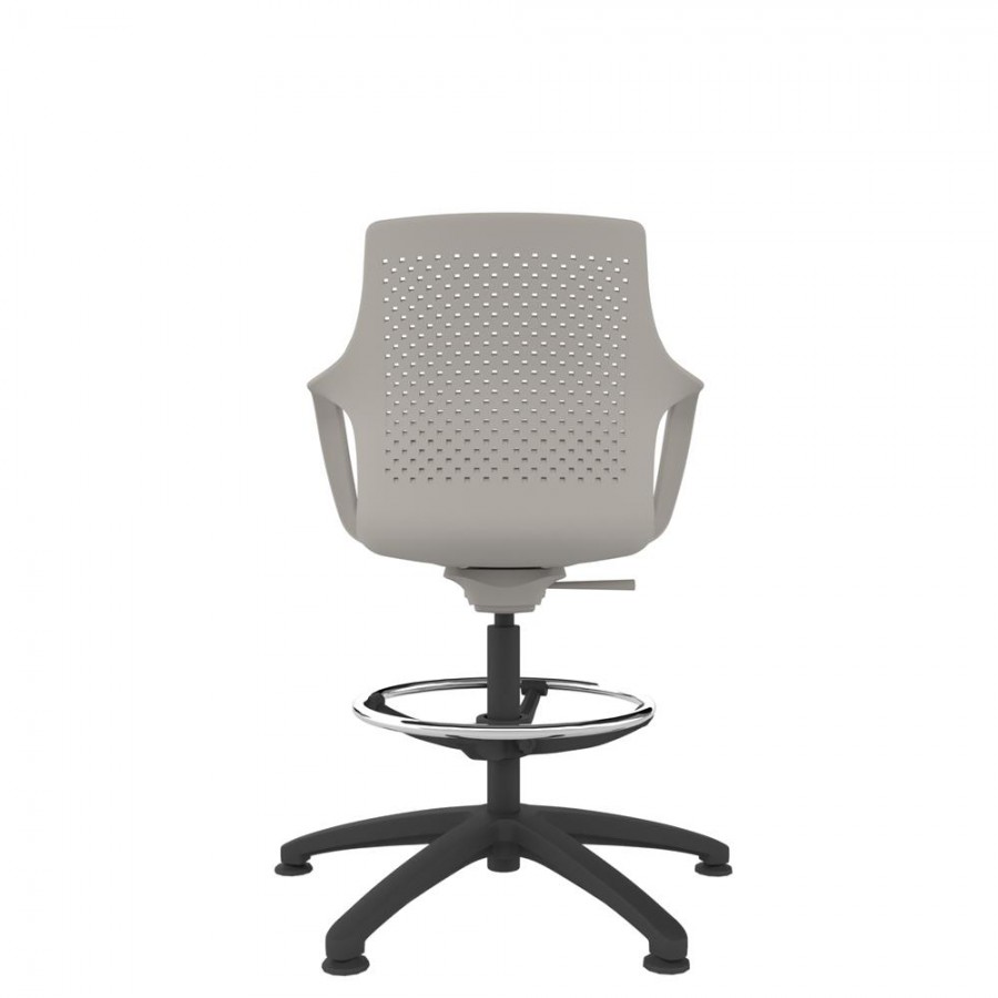 Light Grey Perforated Shell Draughtsman With Black Swivel Base