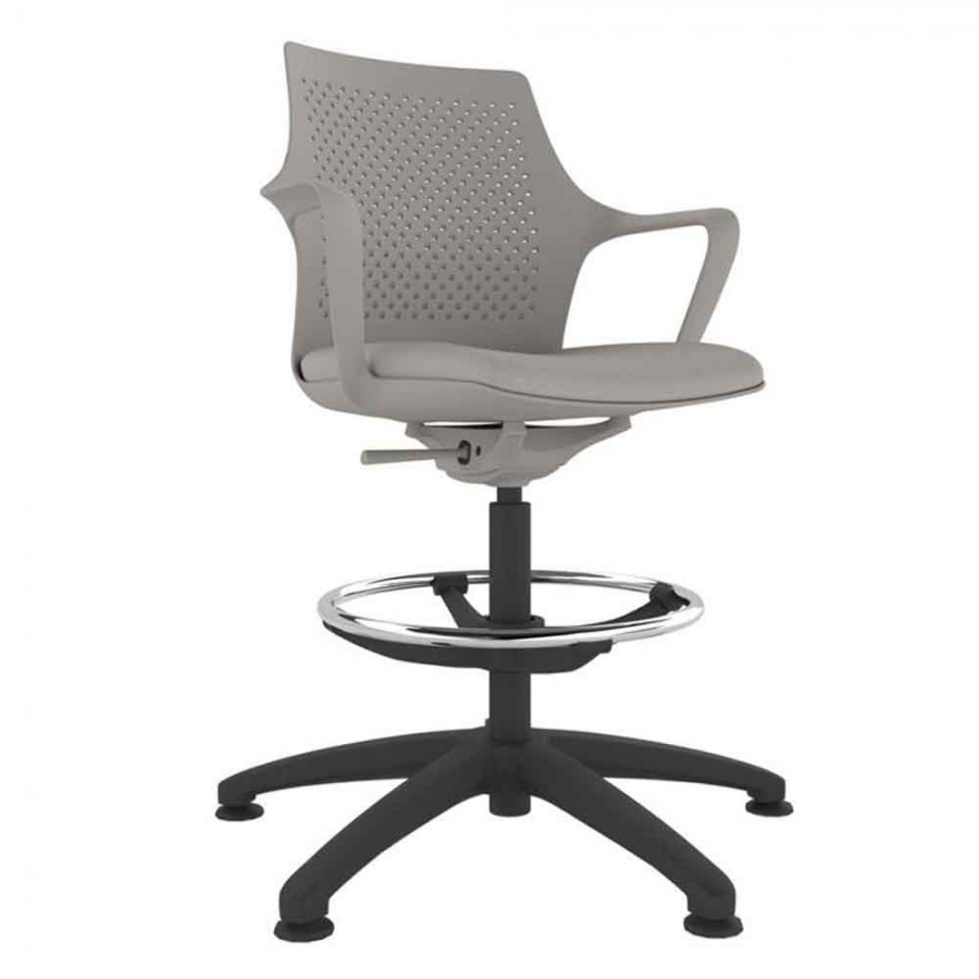 Light Grey Perforated Shell Draughtsman With Black Swivel Base