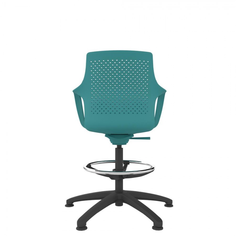 Turquoise Perforated Shell Draughtsman With Black Swivel Base