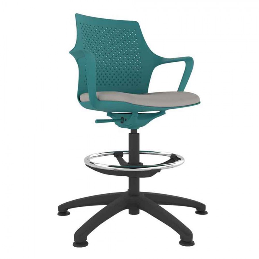 Turquoise Perforated Shell Draughtsman With Black Swivel Base