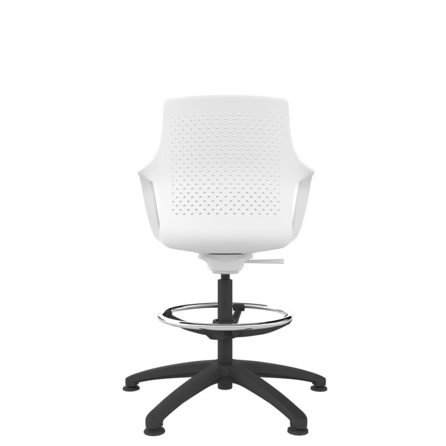 White Perforated Shell Draughtsman With Black Swivel Base