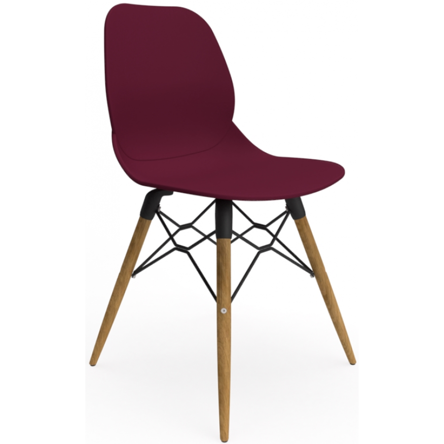 Coco Plastic Shell Chair with Wooden 4 leg Eiffel Frame