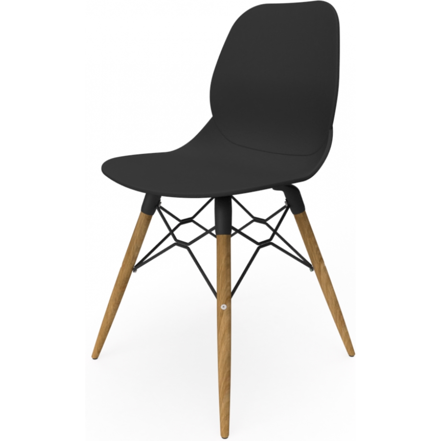 Coco Plastic Shell Chair with Wooden 4 leg Eiffel Frame